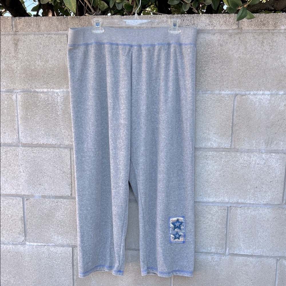 Vintage Y2K Faith Gray Grey Terrycloth Sweatpants Loungewear with Star Patch